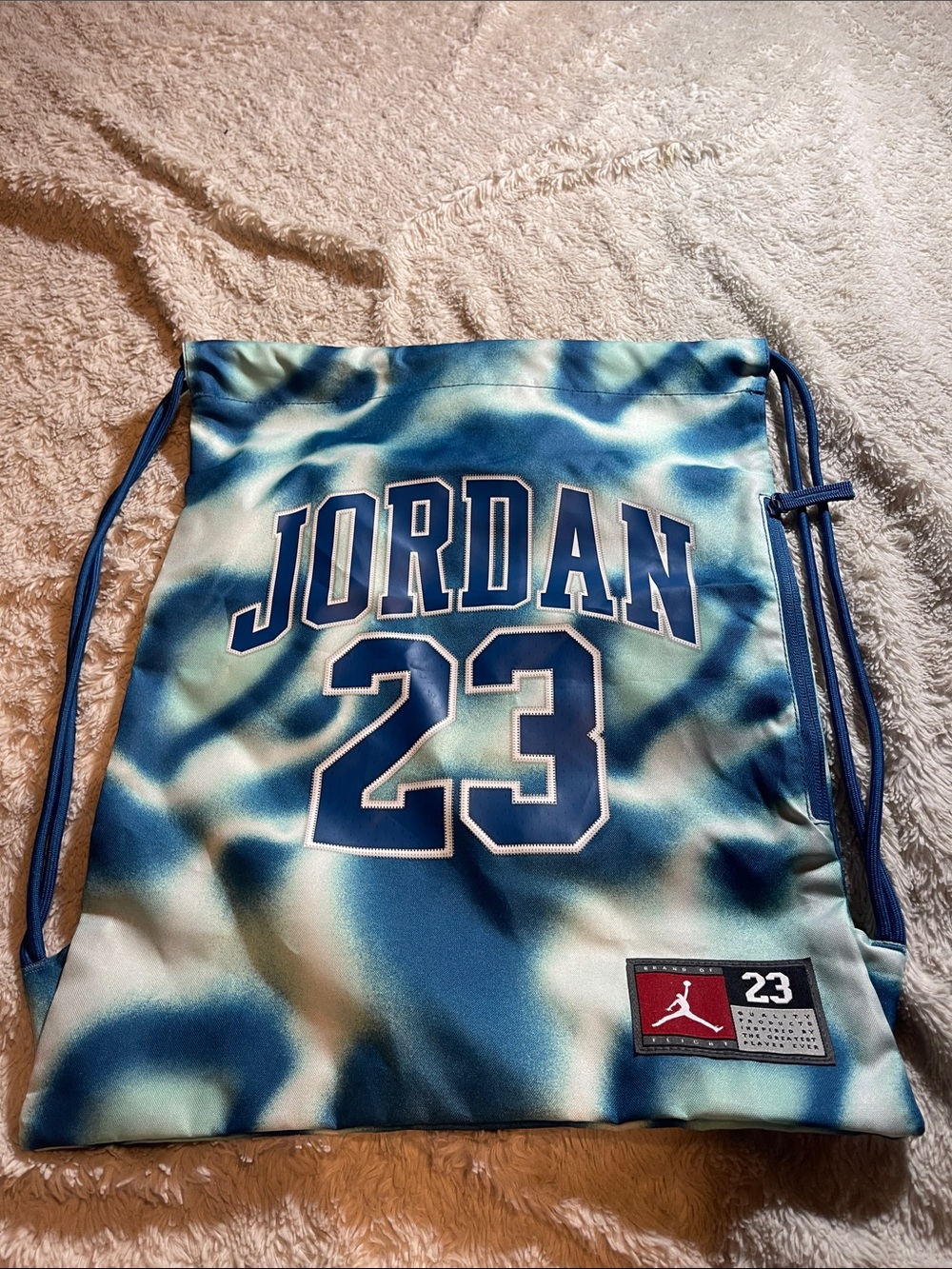 Jordan Blue & White 23 Tie-Dye Drawstring Bag